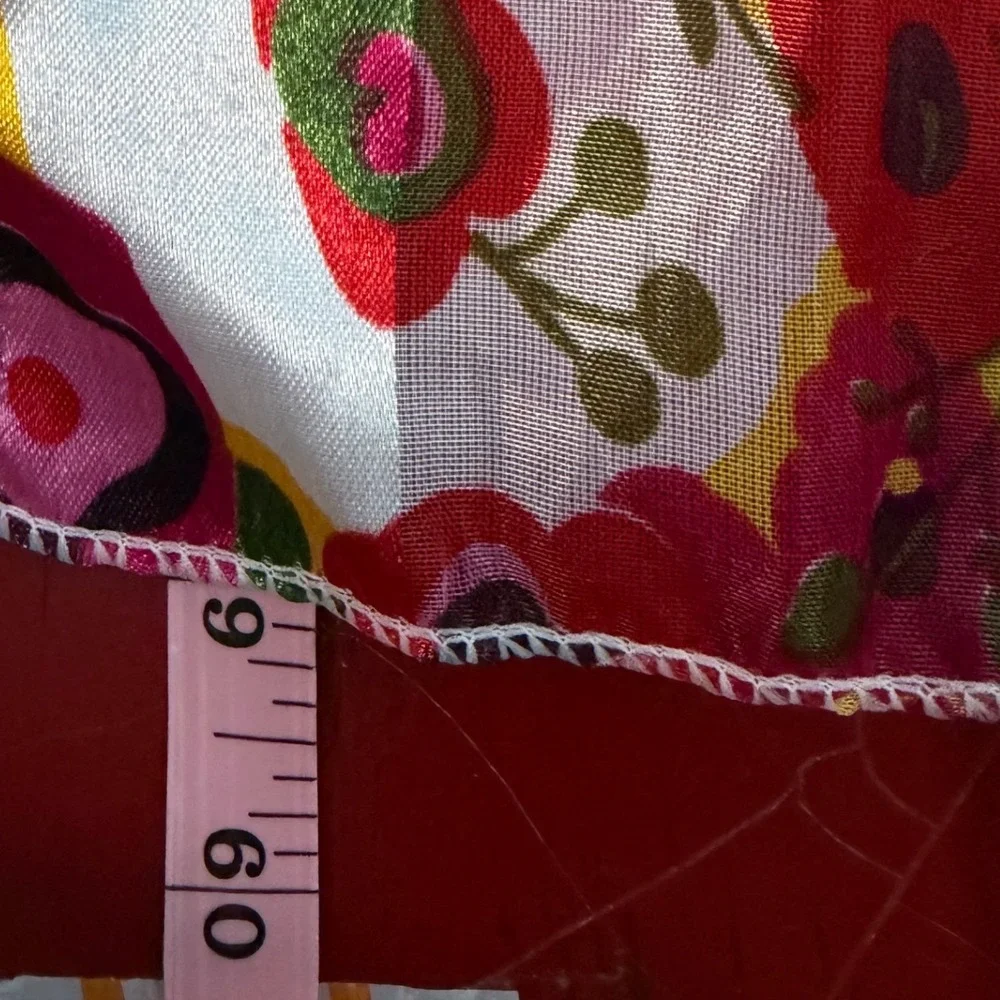 Floral Print Oblong Scarf Womens Red Yellow Y2K Boho Chic Sheer Summer Versatile